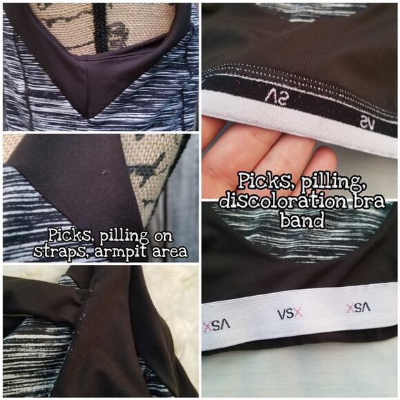 Black White Tank Top Victoria's Secret VSX Size L Space Dye Stretch Sleeveless - Picture 5 of 10